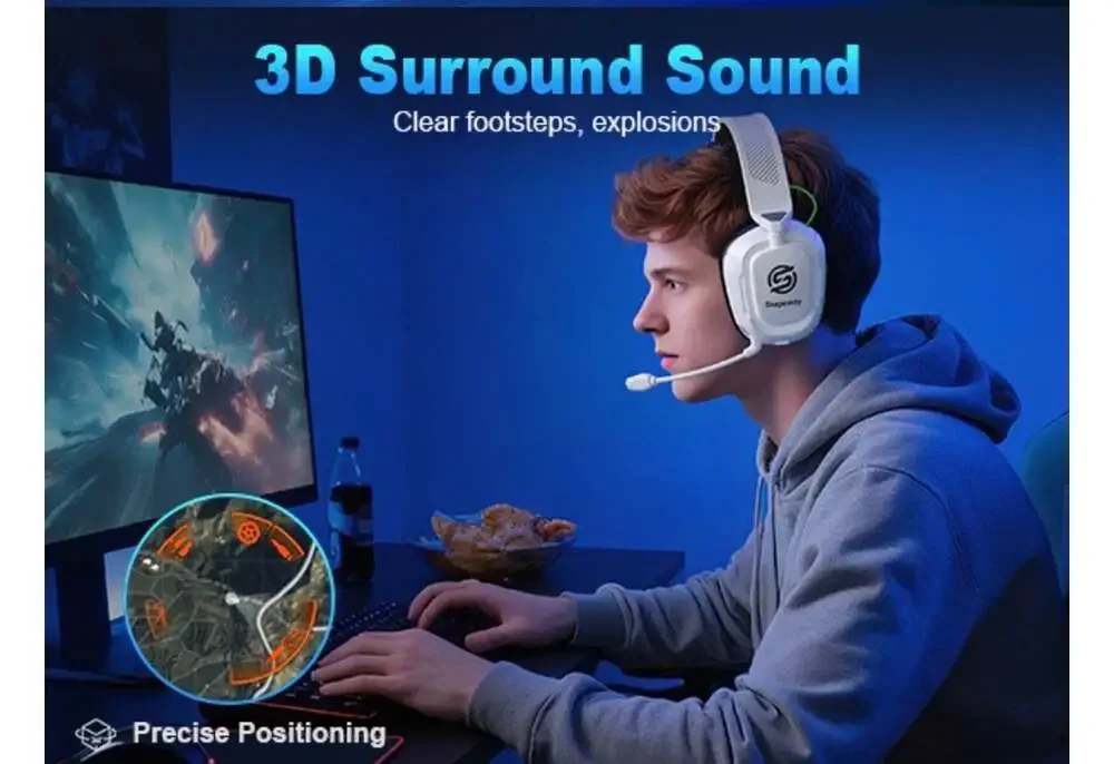 Skapendy VK84 Wireless Gaming Headset, 2.4GHz & Bluetooth, 50H‎ Battery